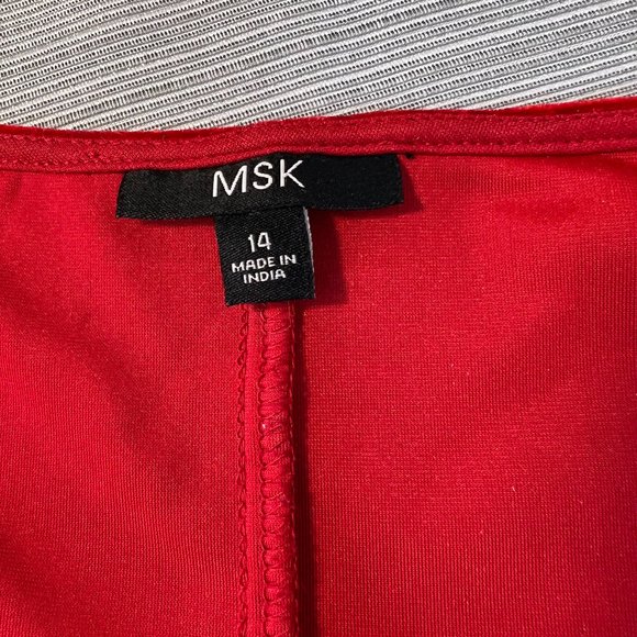 MSK Red Cold Shoulder Velvet Dress, 14 - Picture 12 of 12